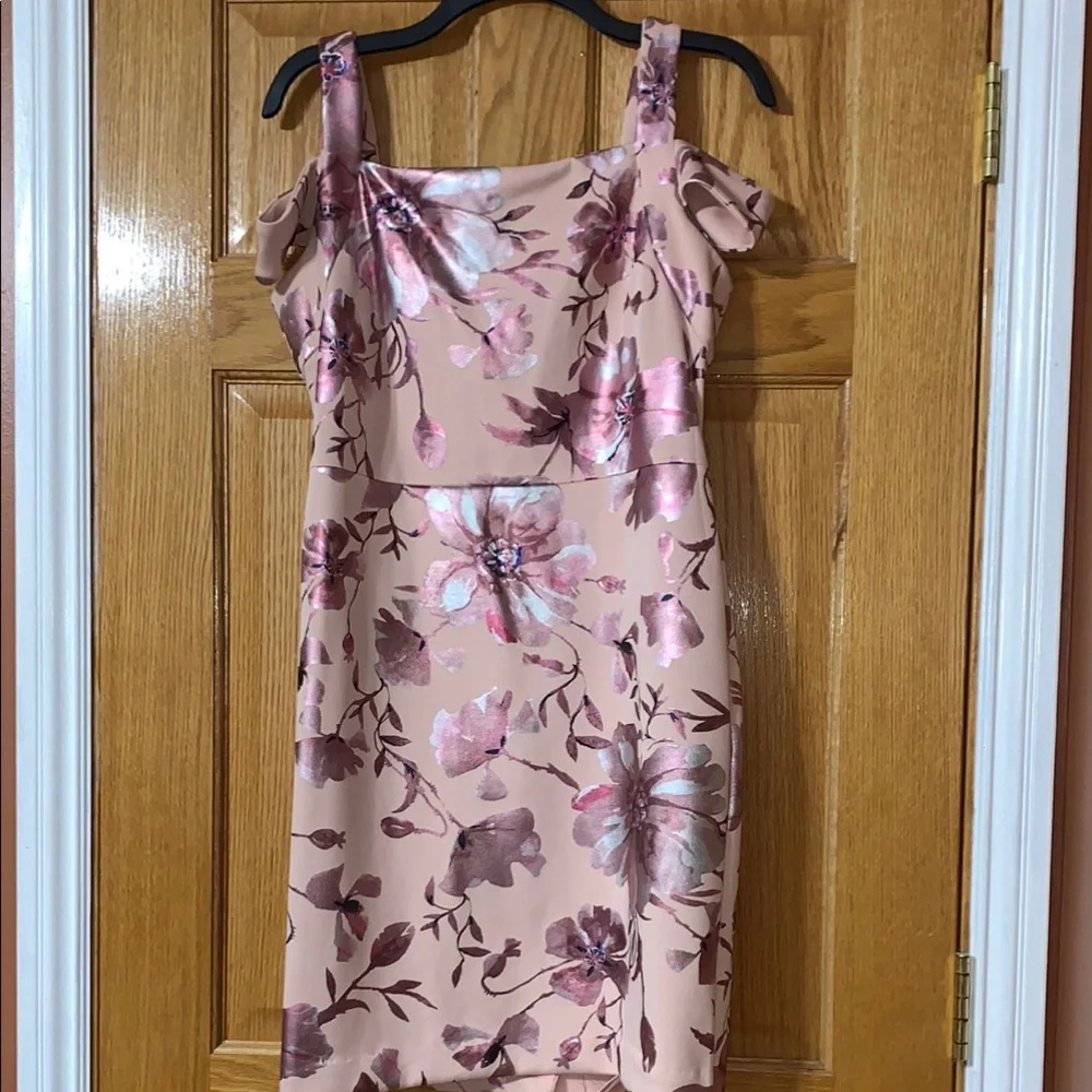 Metallic Pink Floral Dress - Picture 1 of 4